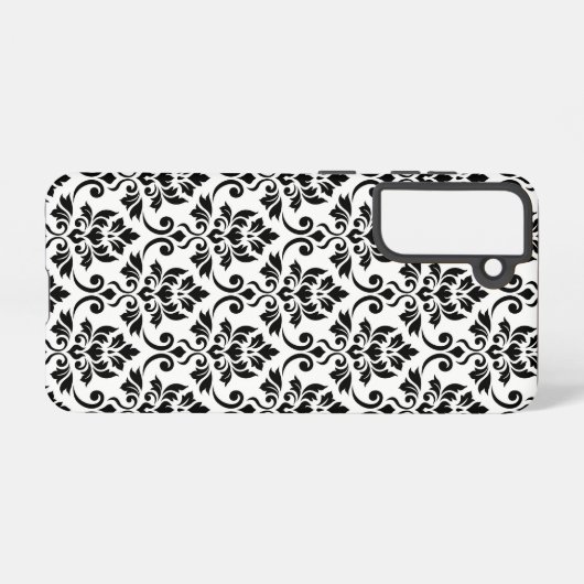 Feuille Damask Pattern Black op White Samsung Galaxy Hoesje (Achterkant horizontaal)