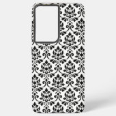 Feuille Damask Pattern Black op White Samsung Galaxy Hoesje (Achterkant)