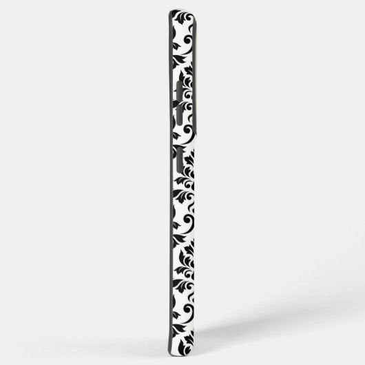 Feuille Damask Pattern Black op White Samsung Galaxy Hoesje (Rechterkant)