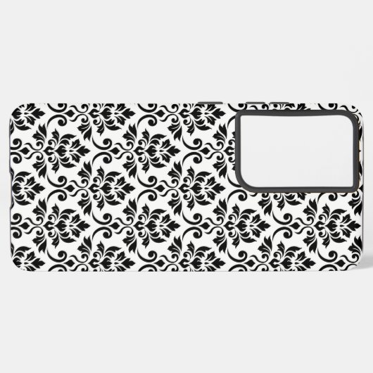 Feuille Damask Pattern Black op White Samsung Galaxy Hoesje (Linkerkant)