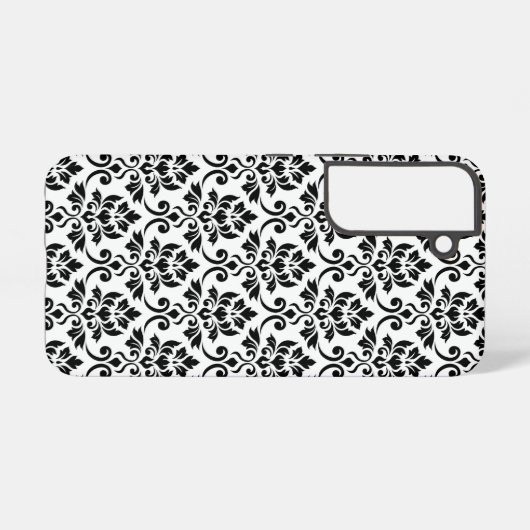 Feuille Damask Pattern Black op White Samsung Galaxy Hoesje (Achterkant horizontaal)