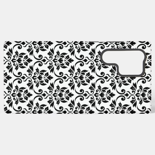 Feuille Damask Pattern Black op White Samsung Galaxy Hoesje (Achterkant horizontaal)