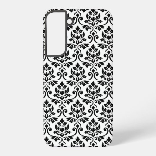 Feuille Damask Pattern Black op White Samsung Galaxy Hoesje (Achterkant)