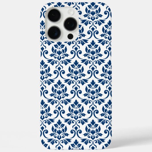 Feuille Damask Pattern Dark Blue op White Case-Mate iPhone Case (Achterkant)