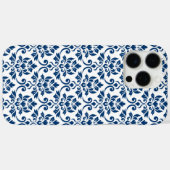 Feuille Damask Pattern Dark Blue op White Case-Mate iPhone Case (Achterkant (horizontaal))