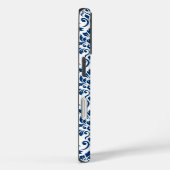 Feuille Damask Pattern Dark Blue op White Case-Mate iPhone Case (Achterkant / Rechts)