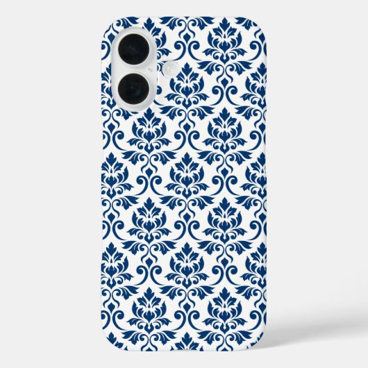 Feuille Damask Pattern Dark Blue op White Case-Mate iPhone Case (Achterkant)