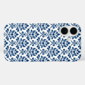 Feuille Damask Pattern Dark Blue op White Case-Mate iPhone Case (Achterkant (horizontaal))