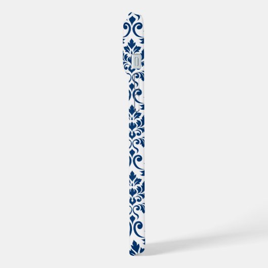 Feuille Damask Pattern Dark Blue op White iPhone Hoesje (Linkerkant)