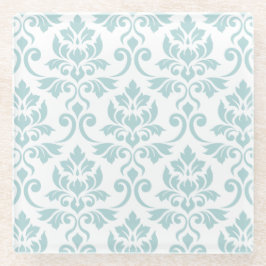 Feuille Damask Pattern Duck Egg Blue op White Glazen Onderzetter
