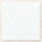 Feuille Damask Pattern Duck Egg Blue op White Glazen Onderzetter (Achterkant)