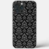 Feuille Damask Pattern Grey op Black Case-Mate iPhone Case (Achterkant)