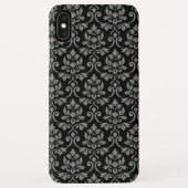 Feuille Damask Pattern Grey op Black Case-Mate iPhone Case (Achterkant)