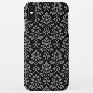 Feuille Damask Pattern Grey op Black Case-Mate iPhone Case