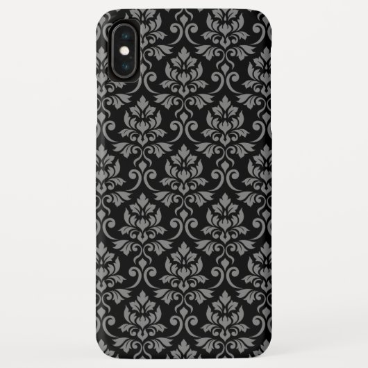 Feuille Damask Pattern Grey op Black Case-Mate iPhone Case (Achterkant)