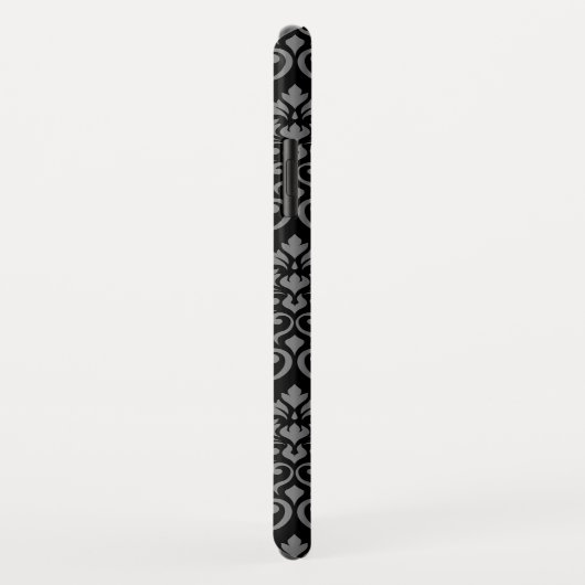 Feuille Damask Pattern Grey op Black Case-Mate iPhone Case (Achterkant/rechts)