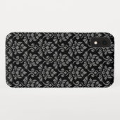 Feuille Damask Pattern Grey op Black Case-Mate iPhone Case (Achterkant (horizontaal))