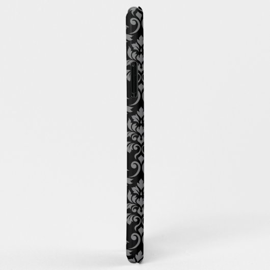 Feuille Damask Pattern Grey op Black Case-Mate iPhone Case (Achterkant/rechts)