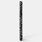 Feuille Damask Pattern Grey op Black Case-Mate iPhone Case (Achterkant/links)