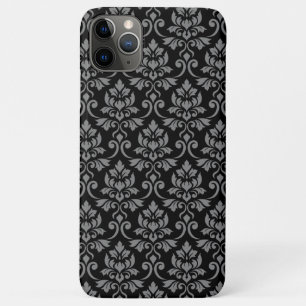 Feuille Damask Pattern Grey op Black Case-Mate iPhone Case