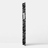 Feuille Damask Pattern Grey op Black Case-Mate iPhone Case (Achterkant / Rechts)