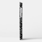 Feuille Damask Pattern Grey op Black Case-Mate iPhone Case (Achterkant / Links)
