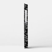 Feuille Damask Pattern Grey op Black Case-Mate iPhone Case (Achterkant / Links)