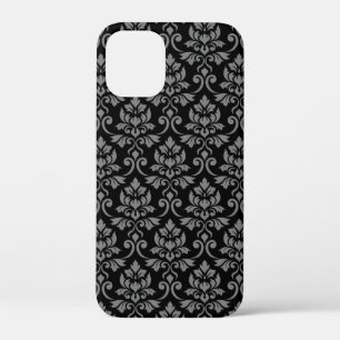 Feuille Damask Pattern Grey op Black Case-Mate iPhone Case