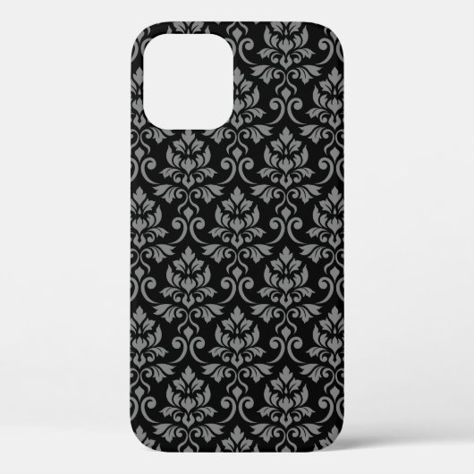 Feuille Damask Pattern Grey op Black Case-Mate iPhone Case (Achterkant)