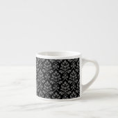 Feuille Damask Pattern Grey op Black Espresso Kop (Rechts)