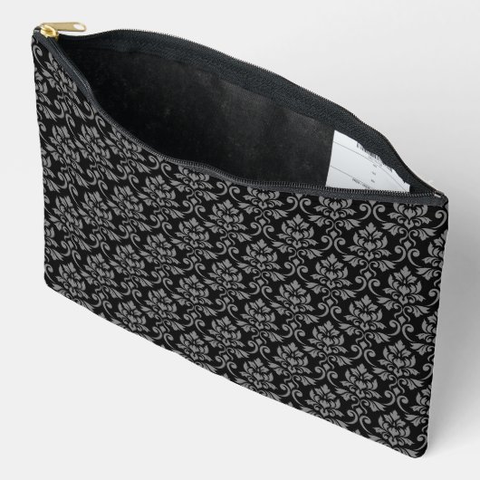 Feuille Damask Pattern Grey op Black Etui (Open)