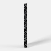 Feuille Damask Pattern Grey op Black iPhone Hoesje (Rechterkant)