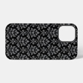 Feuille Damask Pattern Grey op Black iPhone Hoesje (Achterkant horizontaal)