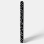 Feuille Damask Pattern Grey op Black iPhone Hoesje (Linkerkant)