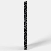 Feuille Damask Pattern Grey op Black iPhone Hoesje (Rechterkant)