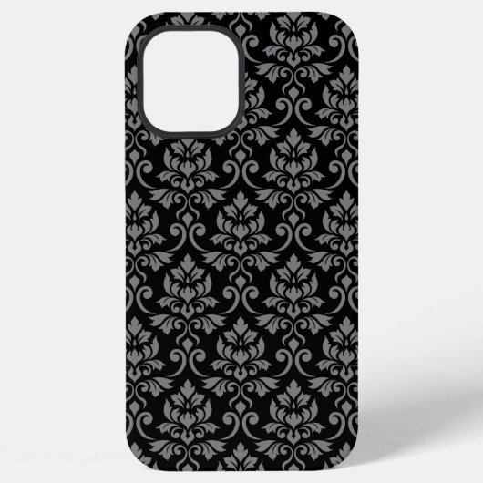 Feuille Damask Pattern Grey op Black iPhone Hoesje (Achterkant)