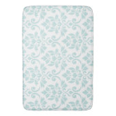 Feuille Damask Pattern Light Blauwgroen op White Badmat (Voorkant Verticaal)