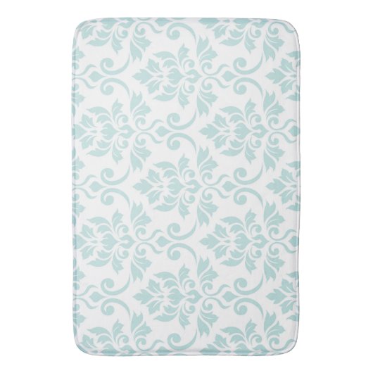 Feuille Damask Pattern Light Blauwgroen op White Badmat (Voorkant Verticaal)