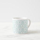 Feuille Damask Pattern Light Blauwgroen op White Espresso Kop (Voorkant rechts)