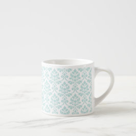 Feuille Damask Pattern Light Blauwgroen op White Espresso Kop
