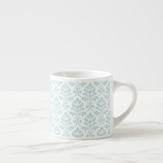 Feuille Damask Pattern Light Blauwgroen op White Espresso Kop (Rechts)