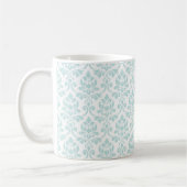 Feuille Damask Pattern Light Blauwgroen op White Koffiemok (Links)