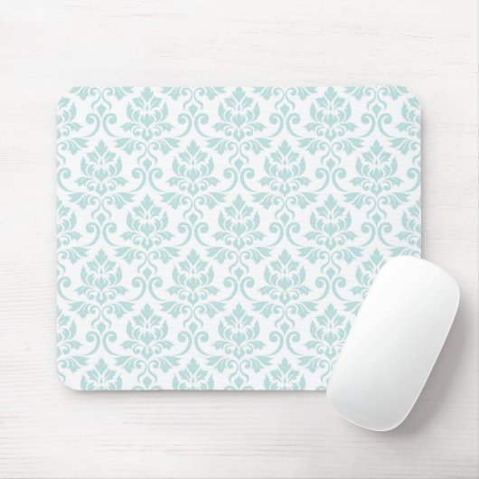 Feuille Damask Pattern Light Blauwgroen op White Muismat (Met muis)