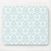 Feuille Damask Pattern Light Blauwgroen op White Muismat (Voorkant)