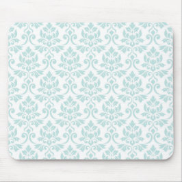 Feuille Damask Pattern Light Blauwgroen op White Muismat