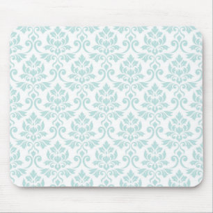 Feuille Damask Pattern Light Blauwgroen op White Muismat