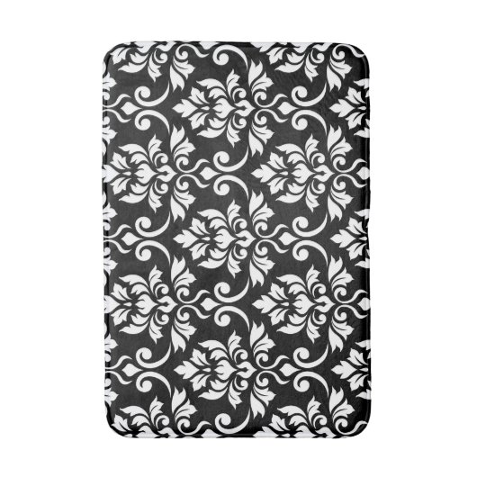 Feuille Damask Pattern White op Black Badmat (Voorkant Verticaal)