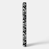 Feuille Damask Pattern White op Black Case-Mate iPhone Case (Achterkant / Links)