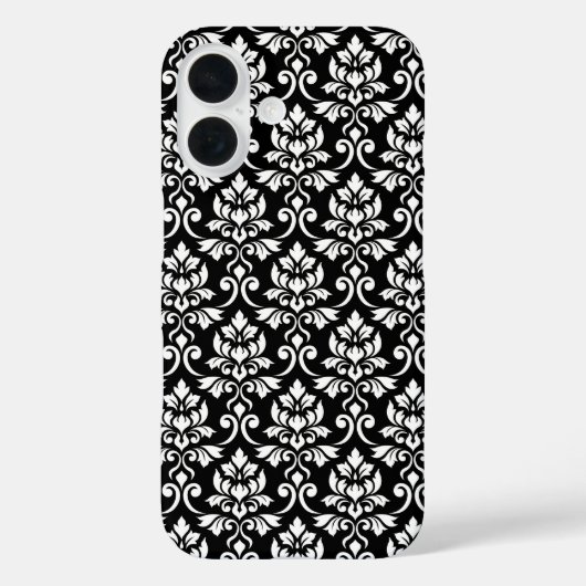 Feuille Damask Pattern White op Black Case-Mate iPhone Case (Achterkant)