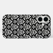 Feuille Damask Pattern White op Black Case-Mate iPhone Case (Achterkant (horizontaal))